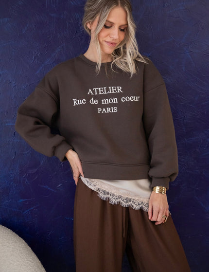 Rue De Mon Coeur Choco - Sweater - ellemilla