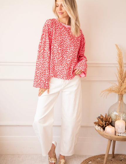 Sadie Leopard Baby Pink/Raspberry - Longsleeve - ellemilla