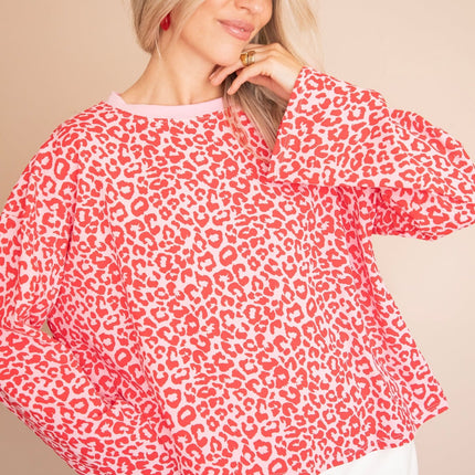 Sadie Leopard Baby Pink/Raspberry - Longsleeve - ellemilla