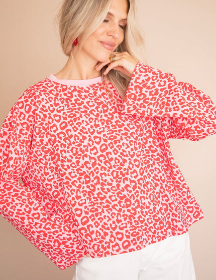 Sadie Leopard Baby Pink/Raspberry - Longsleeve - ellemilla