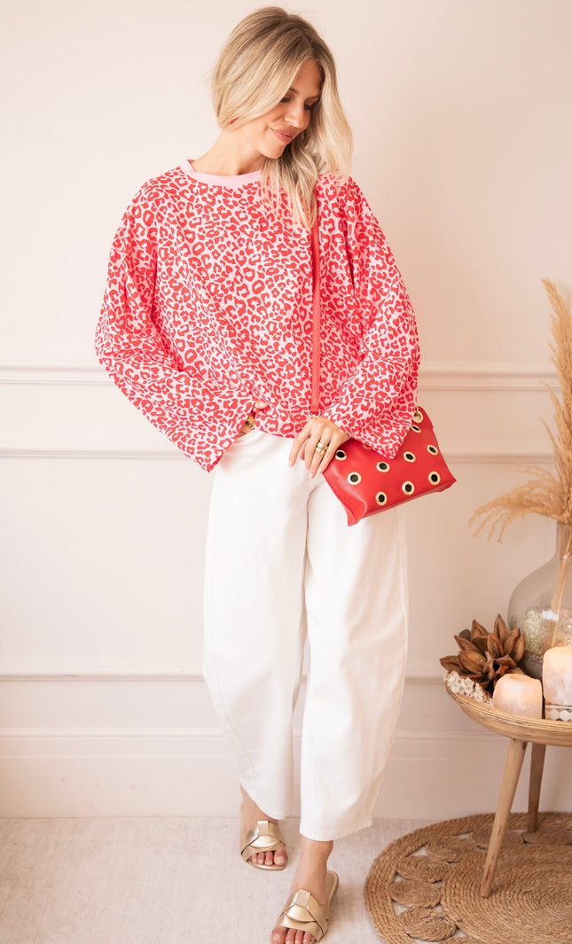 Sadie Leopard Baby Pink/Raspberry - Longsleeve - ellemilla