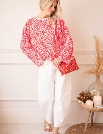 Sadie Leopard Baby Pink/Raspberry - Longsleeve - ellemilla