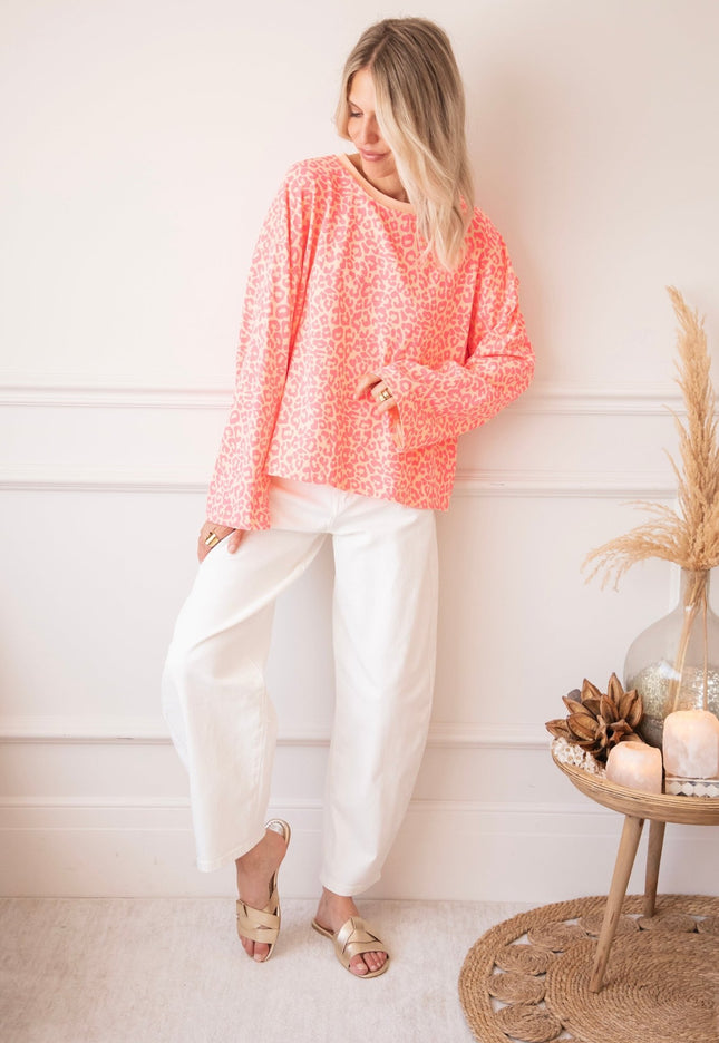 Sadie Leopard Orange/Fuchsia - Longsleeve - ellemilla