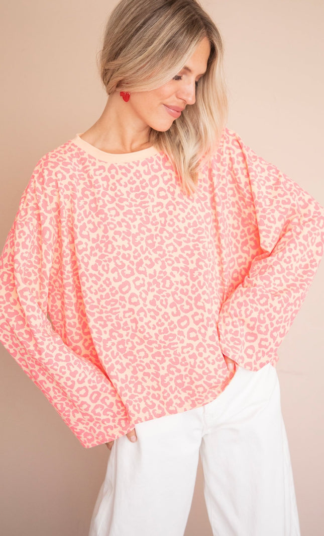 Sadie Leopard Orange/Fuchsia - Longsleeve - ellemilla