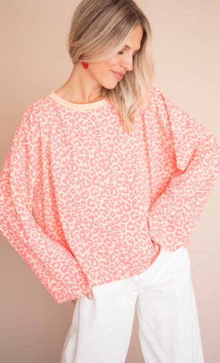 Sadie Leopard Orange/Fuchsia - Longsleeve - ellemilla