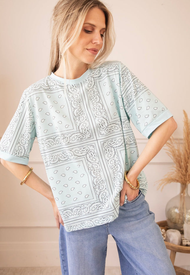 Sadie Paisley Baby Blue - T-Shirt - ellemilla