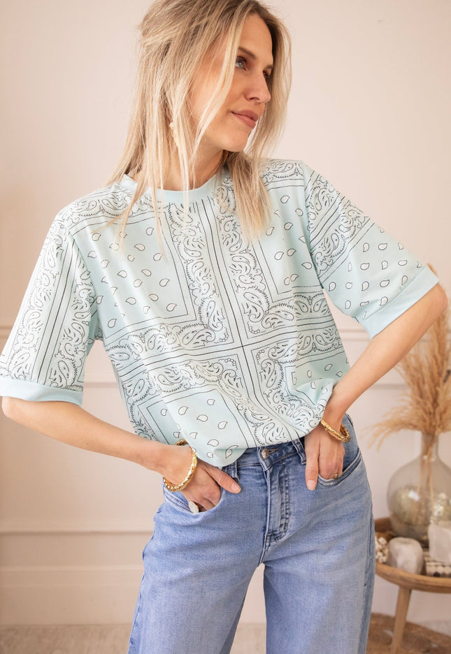 Sadie Paisley Baby Blue - T-Shirt - ellemilla