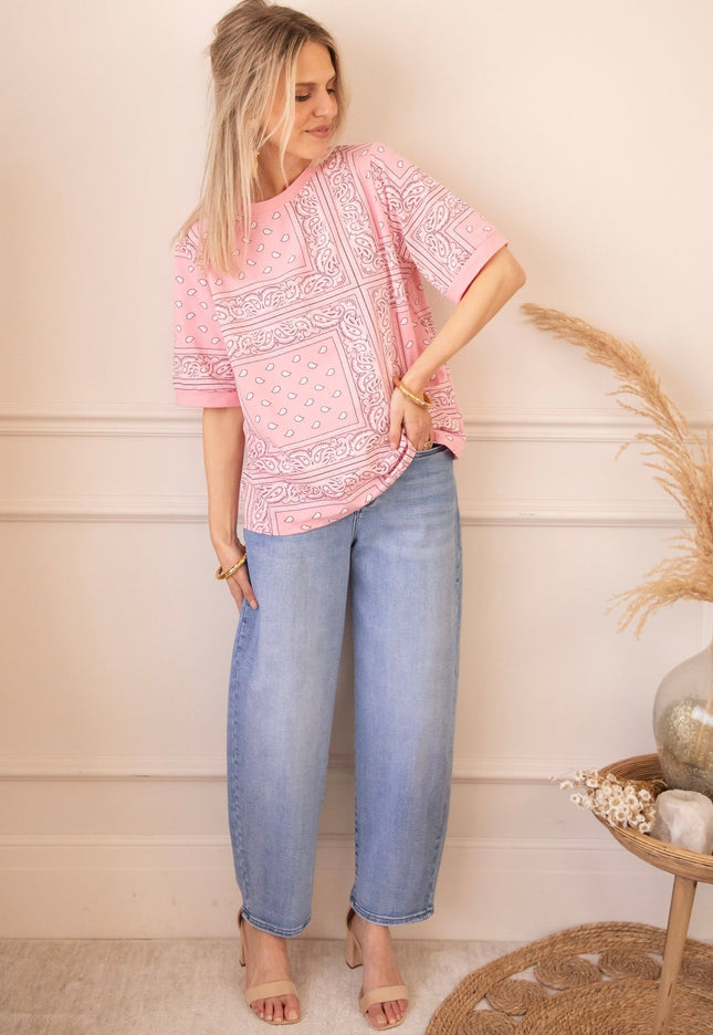 Sadie Paisley Baby Pink - T-Shirt - ellemilla