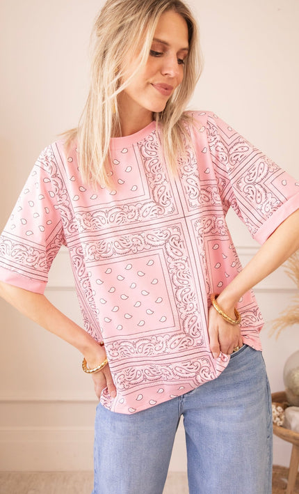 Sadie Paisley Baby Pink - T-Shirt - ellemilla