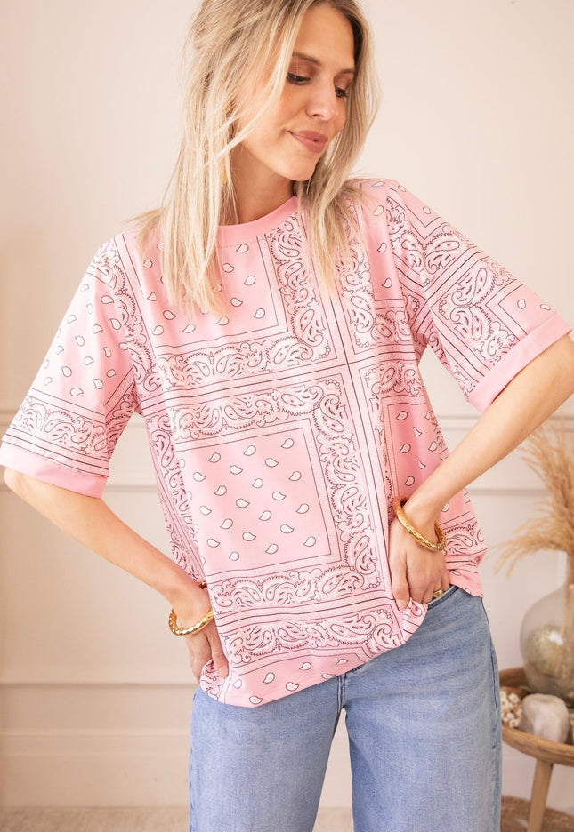 Sadie Paisley Baby Pink - T-Shirt - ellemilla