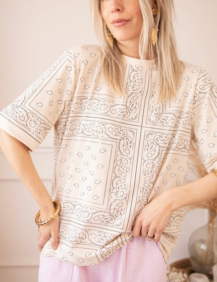 Sadie Paisley Beige - T-Shirt - ellemilla