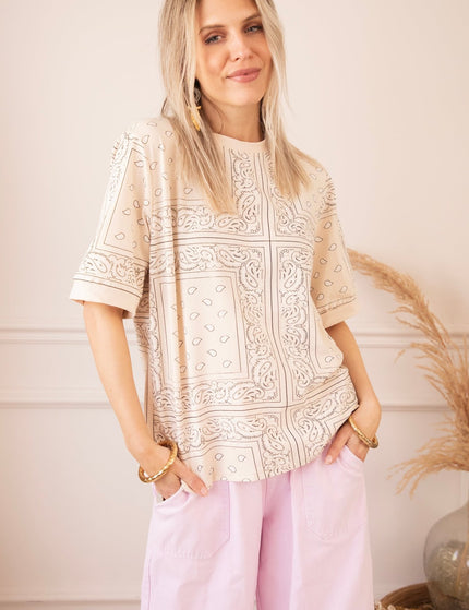 Sadie Paisley Beige - T-Shirt - ellemilla
