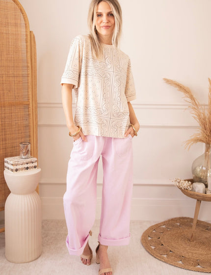 Sadie Paisley Beige - T-Shirt - ellemilla