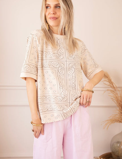 Sadie Paisley Beige - T-Shirt - ellemilla