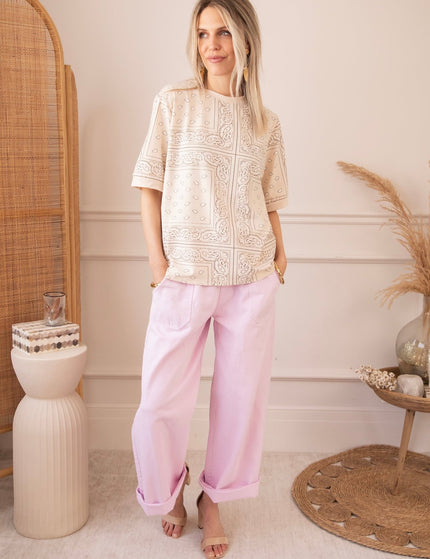 Sadie Paisley Beige - T-Shirt - ellemilla