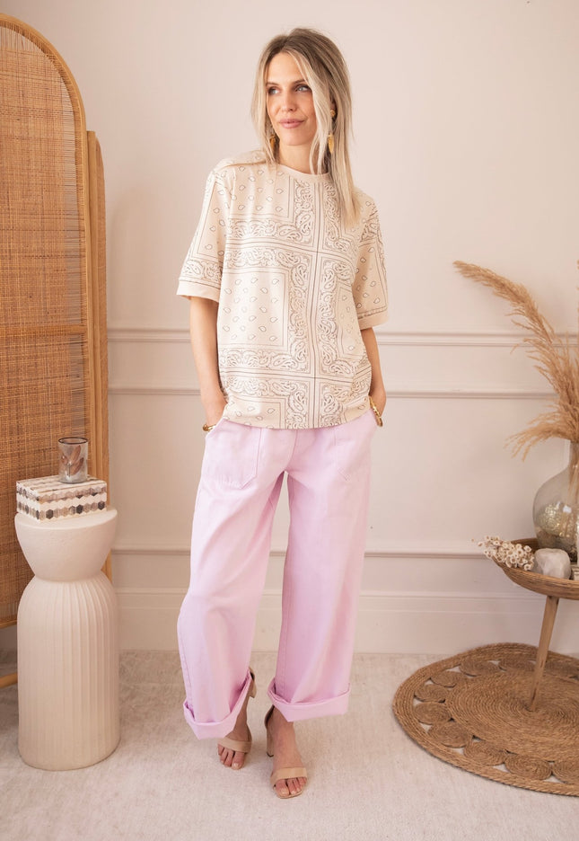 Sadie Paisley Beige - T-Shirt - ellemilla