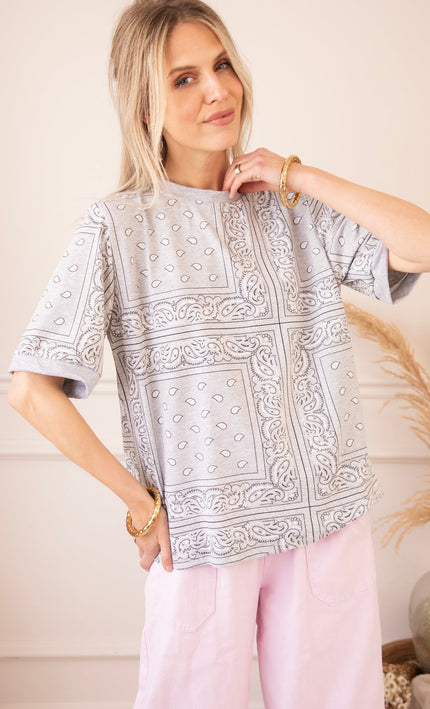 Sadie Paisley Grey - T-Shirt - ellemilla