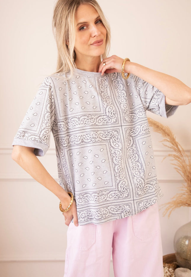 Sadie Paisley Grey - T-Shirt - ellemilla