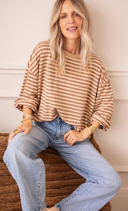 Sadie Stripe Beige/Brown - Longsleeve - ellemilla