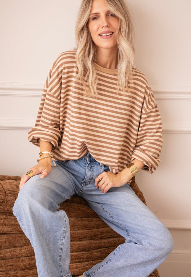Sadie Stripe Beige/Brown - Longsleeve - ellemilla