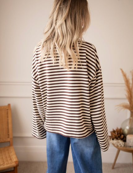 Sadie Stripe Cacao/Beige - Longsleeve - ellemilla
