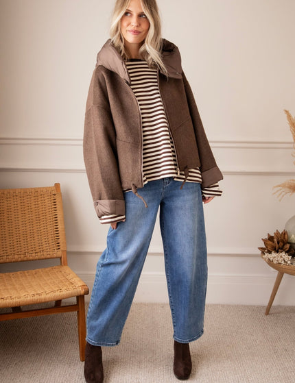 Sadie Stripe Cacao/Beige - Longsleeve - ellemilla