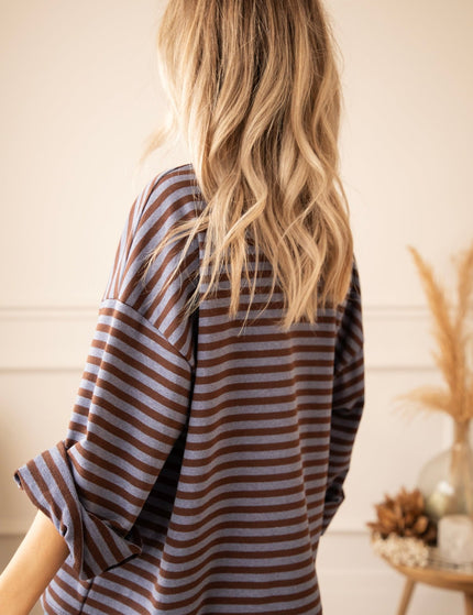 Sadie Stripe Cacao/Blue - Longsleeve - ellemilla