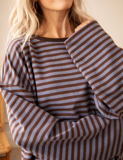 Sadie Stripe Cacao/Blue - Longsleeve - ellemilla