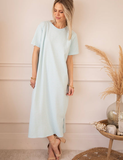Sadie Stripe Light Blue/Beige - Maxi Jurk - ellemilla