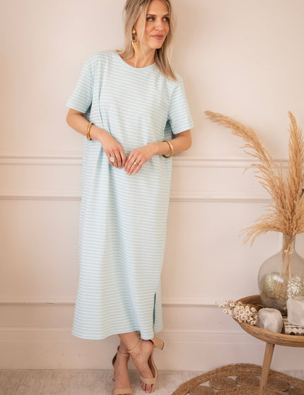 Sadie Stripe Light Blue/Beige - Maxi Jurk - ellemilla