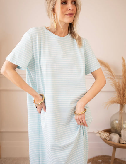 Sadie Stripe Light Blue/Beige - Maxi Jurk - ellemilla