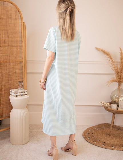 Sadie Stripe Light Blue/Beige - Maxi Jurk - ellemilla
