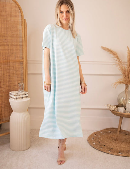 Sadie Stripe Light Blue/Beige - Maxi Jurk - ellemilla