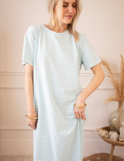 Sadie Stripe Light Blue/Beige - Maxi Jurk - ellemilla