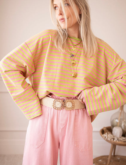 Sadie Stripe Lime/Pink - Longsleeve - ellemilla