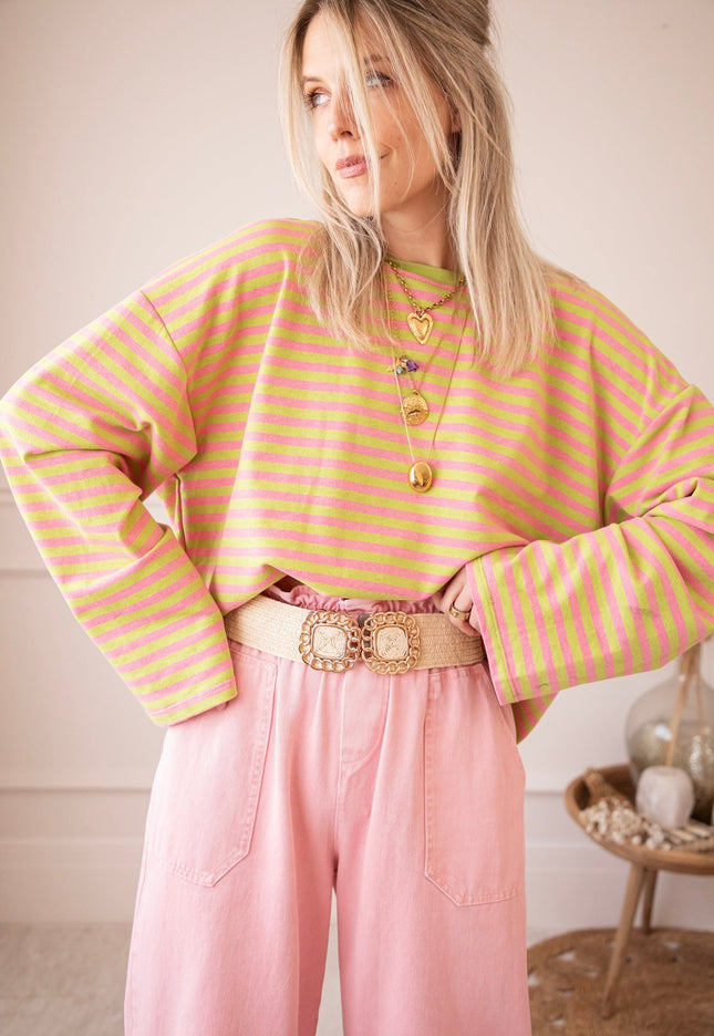 Sadie Stripe Lime/Pink - Longsleeve - ellemilla