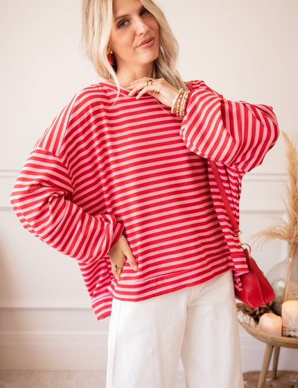 Sadie Stripe Pink/Red - Sweater - ellemilla