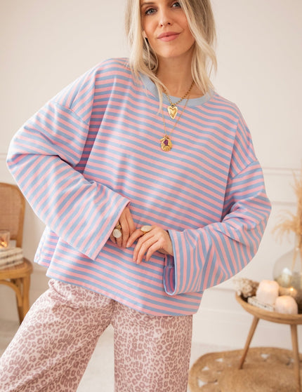 Sadie Stripe Soft Pink/Baby Blue - Longsleeve - ellemilla