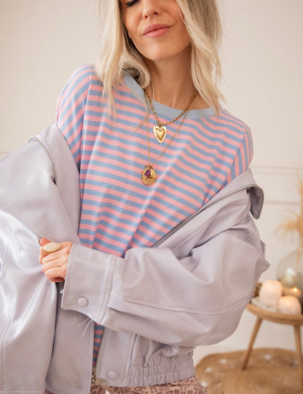 Sadie Stripe Soft Pink/Baby Blue - Longsleeve - ellemilla