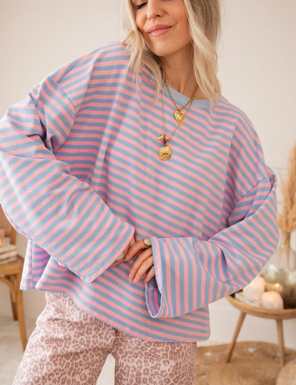 Sadie Stripe Soft Pink/Baby Blue - Longsleeve - ellemilla