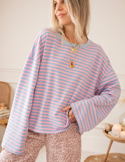 Sadie Stripe Soft Pink/Baby Blue - Longsleeve - ellemilla