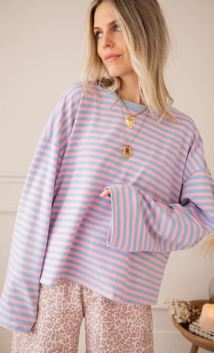 Sadie Stripe Soft Pink/Baby Blue - Longsleeve - ellemilla