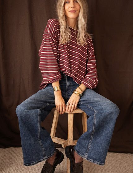 Sally Stripe Burgundy/Grey - Longsleeve - ellemilla