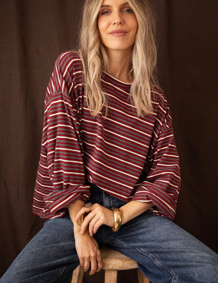 Sally Stripe Burgundy/Grey - Longsleeve - ellemilla