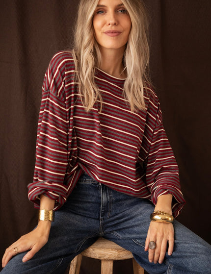 Sally Stripe Burgundy/Grey - Longsleeve - ellemilla