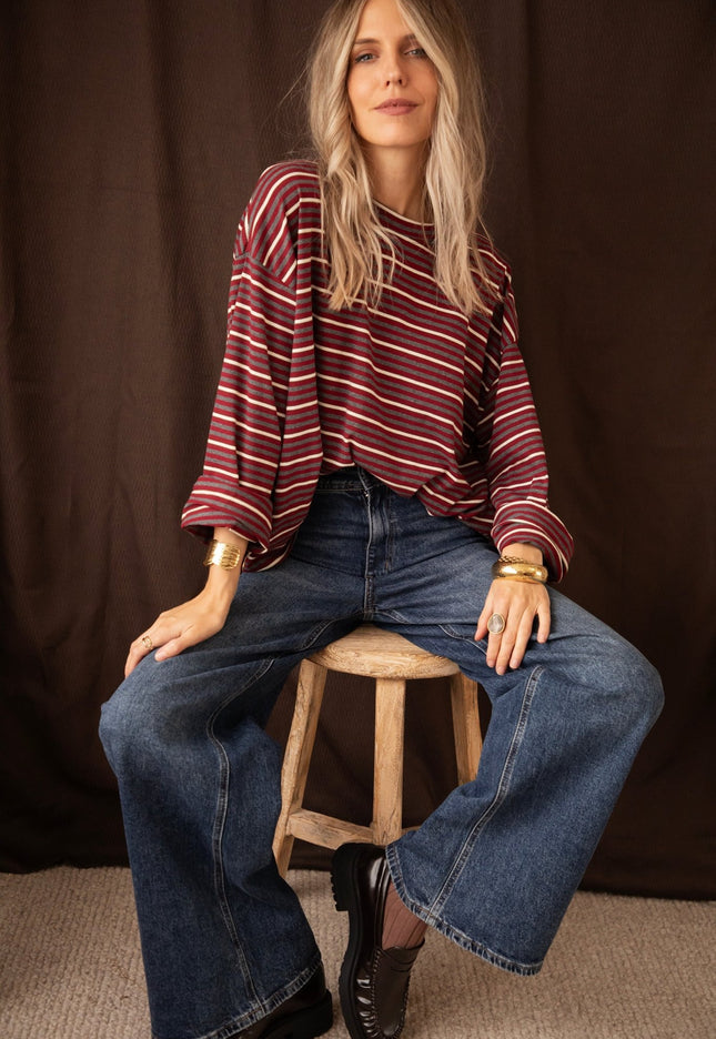 Sally Stripe Burgundy/Grey - Longsleeve - ellemilla