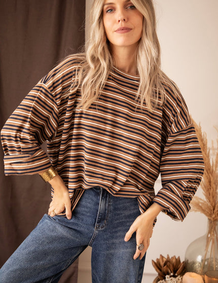 Sally Stripe Camel/Navy - Longsleeve - ellemilla