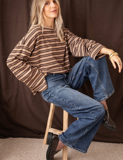 Sally Stripe Camel/Navy - Longsleeve - ellemilla