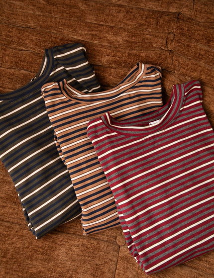 Sally Stripe Kaki/Navy - Longsleeve - ellemilla