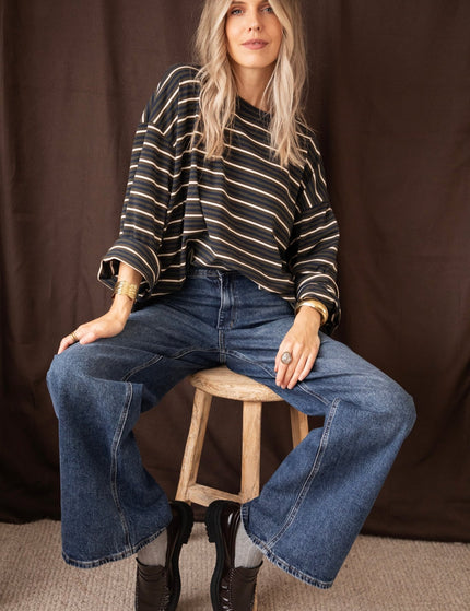 Sally Stripe Kaki/Navy - Longsleeve - ellemilla